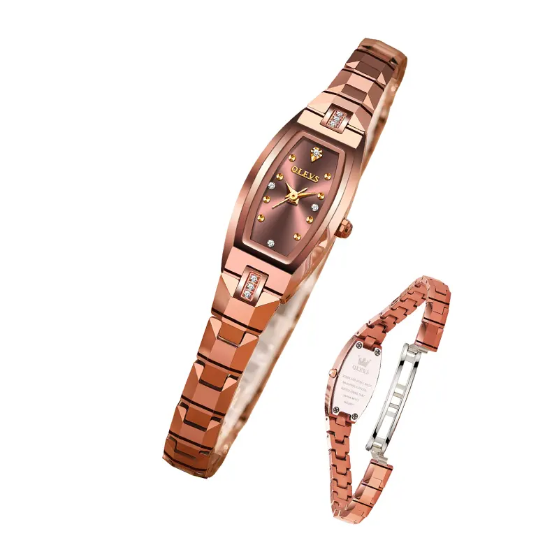 OLEVS 5501 Women's Tungsten Steel Watch with Elegant Copper Dial